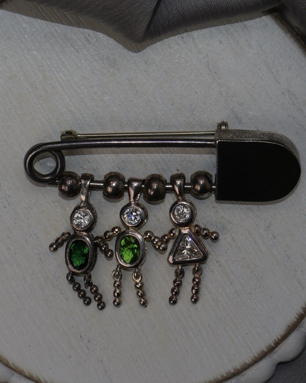 Vintage Mexico Sterling Silver Family Birthstone Pin 17.1G / 1.5in